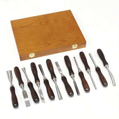 12PCS Wood Box Set Carving Chisels DIY Tools Woodworking Chisels Wood Carving Knives Woodturning Chisels