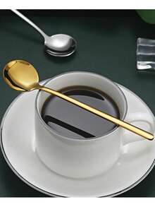 5件套咖啡浓缩咖啡勺、不锈钢搅拌勺、茶匙、长柄冰茶勺、冰淇淋勺、甜点勺、餐具，适用于家庭休闲、学校、公司、餐厅厨房、派对晚宴； - 彩色 - 查看 2