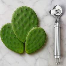Spoon Cactus Peeler, Multi Functional Pelador De Nopales Con Espinas Stainless Steel Cactus Peeling Tool With Perforated Long Handle Noodle Knife, Suitable For Kitchen Small Tool Accessories, Holiday Transportation, Home Goods, Halloween, Christmas. - Silver - View 12