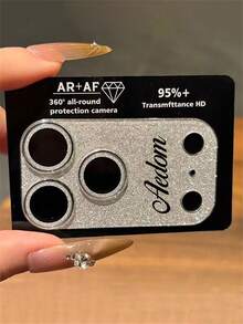 [Customized] Personalized Customized Letters Engraving Name Glitter Mobile Phone Lens Protective Pad Case Compatible With IPhone 17 Pro 17 Pro Max Prevent Scratches Shockproof Protective Cover - Silver - View 3