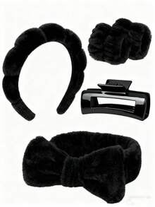 5 قطع مجموعة شريط الرأس والرسغ من الميكروفايبر الفاخرة، شريط رأس لغسل الوجه، شريط رأس للمكياج، شريط رأس للعناية بالبشرة، شريط رأس من الفلوفي الأحمر الناعم، شريط رأس ماصّ من القماش الفوطة الناعم للعناية بالبشرة وإزالة المكياج والاستحمام، مناسب للنساء والفتيات