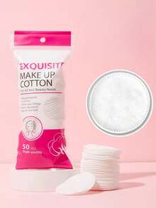 Multi-Layer High Absorbency Organic Cotton Cleansing Pads, Round Pattern Cleaning Pads, Soft & Pure Makeup Remover Pads - Pink - View 4