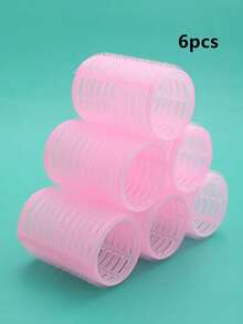 33个装自粘式卷发器，免加热卷发器，长发专用卷发器，带发夹和梳子，美发沙龙级卷发器，DIY发型 - 粉色 - 查看 6