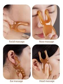 1/3Pcs Facial Massage Tools, Imitation Sheeps Horn Gua Sha Board, Tensile Rod, Face Special Resin Face Pulling Meridian Massage Stick - Multicolor - View 8