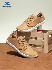 HOBIBEAR Giày thể thao thường ngày Unisex, Mũi rộng, Màu trơn, Nhẹ, Thoải mái, Buộc dây, Giày đi bộ cho Nam và Nữ, Đế mềm, Giày đi chân trần tối giản (Nhỏ hơn 1 cỡ) - Rượu sâm banh - Xem 2