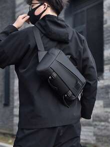 New Functional Style Men's Chest Bag, Harbor Wind Locomotive, Cool Design, Commuting, Sports, Travel, Multi-Scene Adaptation, Crossbody, Chest, Portable, Shoulder-Free - Multicolor - View 4