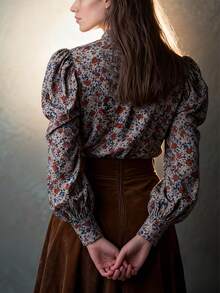 1pc Women Elegant Casual Comfortable Floral Print Button-Up Shirt, Suitable For Dating, Spring/Summer/Autumn, Holiday