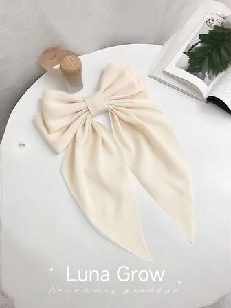 1pc Solid Color Retro Bow Hair Clip, Cute Bow Hair Accessory For Daily Commute, Fashionable Hair Decoration, Autumn Fashion Hair Accessory For Girls, Claw Clips, Hair Slide, Hair Barrettes