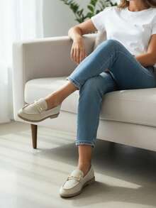 Damen Lässig Loafer, minimalistisch und modisch - Beige - Übersicht 2