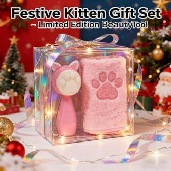 3 Piezas Limpiador Facial de Garra de Gato de Dibujos Animados (Silicona Suave) - Limpieza Manual de Doble Cara, Exfoliación Suave para Piel Sensible, Portátil e Ideal para el Cuidado Diario de la Piel/Viaje, Regalo Perfecto para Amantes de los Gatos