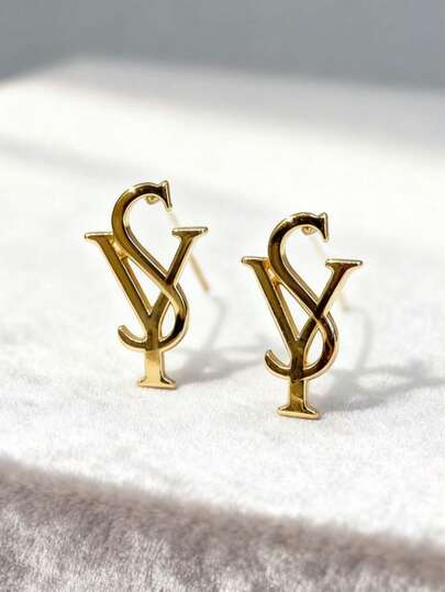 1对不对称几何耳钉，女士款，适合日常佩戴