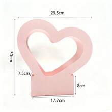 5Pcs 30cm Soft Pink Heart-Shaped Flower Basket Boxes - Stylish Hollow-Out Romantic Design, Ideal For Valentine's Day Floral Arrangements, Wedding Reception Decor, Birthday Gift Packaging & Romantic Home/Party Decor Supplies - Multicolor - View 9