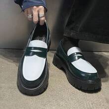 Slip-On Casual Men's Dad Shoes Loafers Height Increasing Black And White Men's Shoes - 綠色 - 查看 2