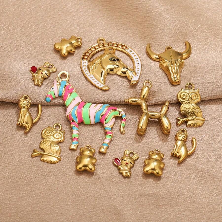 1 pieza Colgante de acero inoxidable con diseño de cebra y cachorro, versátil y de moda - 31 colgantes - Ver 1