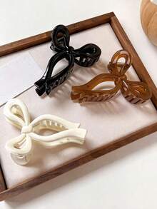 Set de 3 pinzas de pelo con lazo de color gelatina grande, pinzas de pelo elegantes y versátiles, accesorios de pelo para mujer adecuados para coletas altas, recogidos, uso diario, fiestas, vacaciones, regalos (Negro/Blanco/Café)