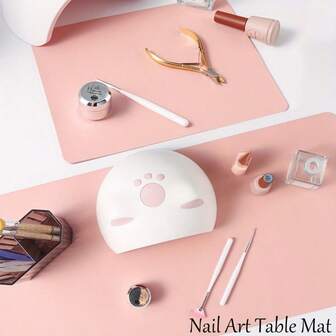 Pink Nail Art Table Mat Portable Foldable Nail Art Armrest Mat Microfiber Leather Soft Nail Art Mat Nail Art Table Mat Waterproof Dirt Resistant Arm Rest Pad, Manicure Pad Nail Table Pad Desk Mat For Nail Art Salon,