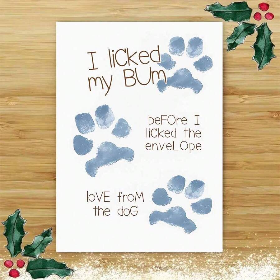 1 pieza Tarjeta de felicitación con sobre con diseño de "Lamida de trasero de perro y lamida de sobre", con lindas huellas de patas y texto hilarante, perfecta para propietarios de perros adultos, ideal para cumpleaños y celebraciones divertidas, tarjeta de felicitación|Tarjeta de humor de perro|Tarjeta de felicitación de papel - Multicolor - Ver 1