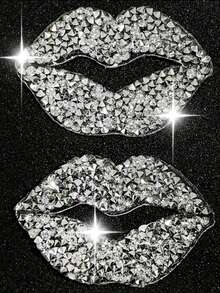 2pcs/10pcs/20pcs Red Lips Rhinestone Stickers, DIY Fashion Shoes And Jeans Accessories Resin Rhinestone Patch Stickers Red Lips Hot Melt Glue Mesh Rhinestone Stickers DIY Rhinestone Hot Melt Map Suitcase, Shoes And Hats Christmas, New Year, Valentine's Day Wedding Decoration. - Multicolor - View 7