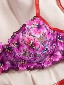 Set de lenjerie intimă sexy Style Dream 2 piese pentru femei, include sutien și chiloți, culoare fuchsia vibrantă cu inele de oțel, potrivit pentru Ziua Îndrăgostiților, Crăciun, festivaluri de muzică, petreceri - Violet Roșu - Vizualizare 5