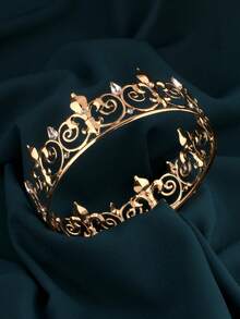 Diadema estilo vintage de corona de hierro, tocado real unisex con patrón de cruz de hierro y decoración de rhinestone, adecuado para actuaciones, disfraces, fiestas y otras ocasiones, coronas, tiara, corona de disfraz - Dorado - Ver 4