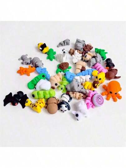1/5pcs Mini Animal Series, 1 Set Of Cute Small 3D Printed Soft Animal Toys, Perfect For Fidgeting Or Decorating Your Workspace! Made Of Soft Material, Interesting Tactile Sensation, Suitable As Gifts, Valentine's Day, Party Favors, Fun Decorations