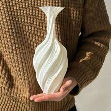 1 3D Printed Artistic And Creative Abstract Vase, Simple And Luxurious, With A Twisted Retro Design, Suitable For Flower Arrangement Decoration, Can Be Used As An Aromatherapy Bottle, Suitable For Various Indoor And Outdoor Scenes: Rooms, Living Rooms, Hotels, Bathrooms, Dates, Bookshelves, And Public Spaces. - White - View 13