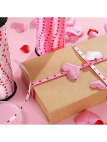 3 Rolls Valentine's Day Ribbon - Heart Shaped Curled Ribbon, Suitable For Mother's Day, Valentine's Day, Wedding, Engagement, Anniversary Decoration And Gift Wrapping, 100 Yards Per Roll (Red, White And Pink Heart Shaped) - Multicolor - View 3