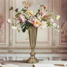 D2 Pcs Distred Gold Compote Vase Metal Decorative Vase 4.5"X13" Champagne Flute Shape Vintage Bowl Table Centerpieces For Wedding Birthday Anniversary Party Indoor Outdoor Tabletop - Vàng - Xem 3