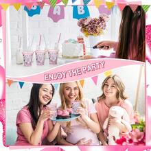 D50 Pack 12 Oz Clear Plastic Cups Disposable Party Drinking Cups Bulk For Thanksgiving Christmas Halloween Wedding Baby Shower Birthday Graduation Family Gatherings Party Plies Pink - 粉色 - 查看 3