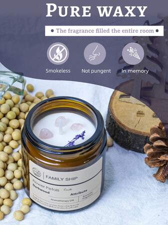 1 st. glasburksljus - lavendel sojavax, 8-12 timmars brinntid, avslappnande, förbättrar sömnkvaliteten, lämplig för meditation, sömnmedel, heminredning, inomhusbruk, yoga, present till flickvän, mamma, äldre