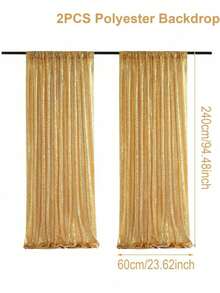 2件套派对背景装饰布，生日派对装饰用品背景横幅金色背景布，金色家居装饰窗帘，婚礼装饰，婴儿洗礼装饰，适合搭配金属拱形支架和气球，完美的背景装饰，也适合日常使用，闪亮的背景材质永不过时，适合返校季和情人节等场合。 - 彩色 - 查看 21