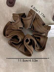 1 pieza/2 piezas/3 piezas/4 piezas Coleteros de satén sedoso negro/marrón/caqui, lazos de pelo elegantes, versátiles y minimalistas de unicolor, adecuados para uso diario casual, viajes, coleta, moño, lavado de cara, maquillaje y combinación de atuendos - Multicolor - Ver 3