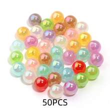 20 à 100 pièces Perles d'espacement rondes en acrylique coloré, perles fantaisie mignonnes aux couleurs aléatoires mélangées, faites main pour la création de bijoux, pendentifs, breloques pour téléphone, porte-clés et décorations artisanales. - Mélanger les couleurs au hasard - Voir 12