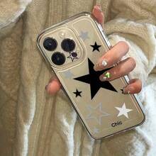 Black Star Mobile Phone Case Suitable For IPhone 15 Pro Max 14pro 13 12 11 Xr Xs Xsmax, Unique Transparent Full Protection Coverlong Sleeve Tops - kiểu 1 (1 cái) - Xem 6