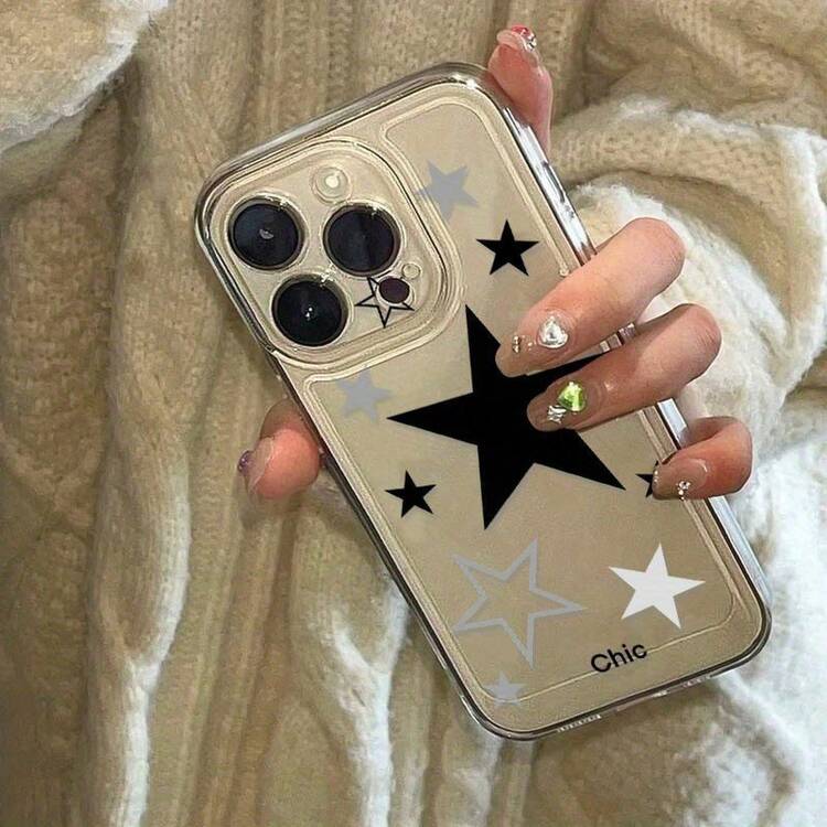 Black Star Mobile Phone Case Suitable For IPhone 15 Pro Max 14pro 13 12 11 Xr Xs Xsmax, Unique Transparent Full Protection Coverlong Sleeve Tops - style1(1pc) - 查看 6