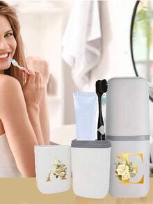 Soporte para cepillo de dientes portátil en color oro rosa, mantiene tu cepillo de dientes limpio y fácil de transportar. Estante para cepillo de dientes para viajes, tapa de vaso portátil para cepillo de dientes, apto para viajes, campamentos, viajes de negocios y escuela, vaso multiusos para cepillo de dientes, vaso de lavado portátil, set de almacenamiento de cepillo de dientes y artículos de tocador, caja de almacenamiento de artículos de tocador minimalista, artículo de viaje esencial, accesorio de baño, artículos del hogar y almacenamiento (blanco) - Multicolor - Ver 10