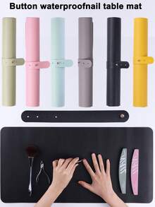 Waterproof Foldable Nail Art Table Mat, Washable Nail Art Hand Pillow, Soft Leather Material, Acrylic Nail Cleaning Desk Mat, Suitable For Nail Art Salon Home Or Studio (60*30cm) - Multicolor - View 1
