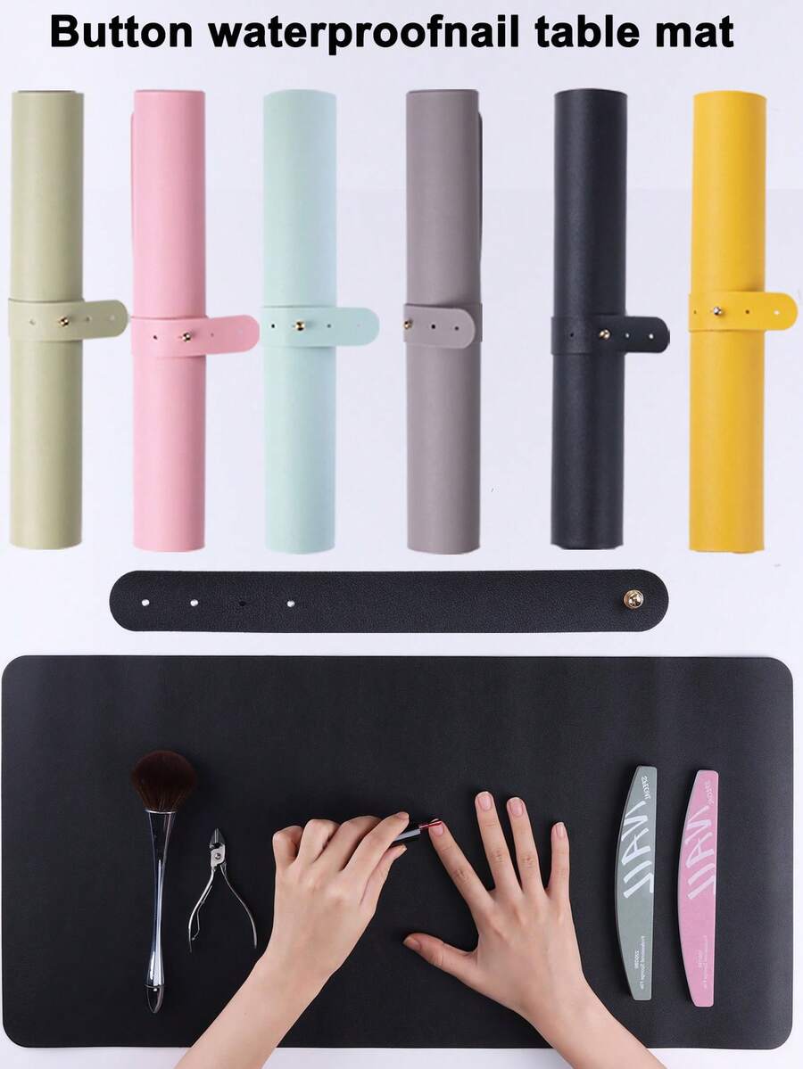 Waterproof Foldable Nail Art Table Mat, Washable Nail Art Hand Pillow, Soft Leather Material, Acrylic Nail Cleaning Desk Mat, Suitable For Nail Art Salon Home Or Studio (60*30cm) - Multicolor - View 1