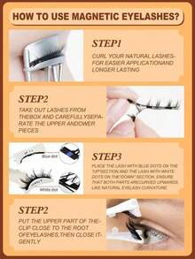 Magnetic Reusable Curled Eyelashes, No Glue Needed, Suitable For Lazy People, Natural Cartoon Lash Applicator, 3D Volume False Eyelash Strips, Eye-Lifting Lash Extension Set For Daily Wear, Work, Study, Travel, Party, Women Gifts, Women Christmas Gifts