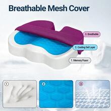 XZGB Gel Seat Cushion For Car Office - Memory Foam Pain Relief Chair Pillow Cushions - Tailbone Sciatica Coccyx Butt Lumbar Support Pad For Sitting Driving Traveling Mesh Purple - Purple - View 4
