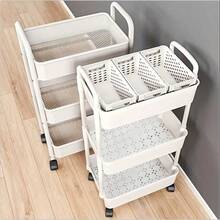 3-Tier Rolling Storage Cart With Drawer, Hooks & Baskets, Multi-Functional Utility Organizer Trolley For Office, Bedroom, Bathroom, Craft Room – Mobile Shelf With Wheels For Easy Storage - Trắng (phiên bản không có ngăn kéo) - Xem 3