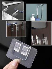 Wasserfester transparenter Kunststoff Haken Set - für Autofußmatten, Badezimmer Aufbewahrung, Outdoor Lichterketten, Kabelmanagement - UV-beständig, klare selbstklebende Clips - hervorragend zum Aufhängen von Weihnachtsbeleuchtung, Organisieren von Kabeln und Seilen - Verschiedenfarbig - Übersicht 7