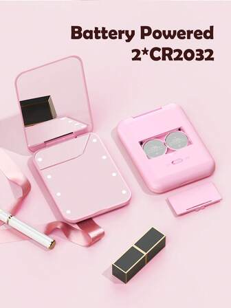 Kompakt spegel, 1X/3X förstorings LED-fickspegel med inbyggt batteri, minispegel för handväska, ficka, resor och presenter, hopfällbar bärbar sminkspegel med lampor, resesminkspegel med lampor, bärbar sminkspegel i plånbok/ficka med lampor, dekorativ upplyst sminkspegel, bärbar LED-sminkspegel