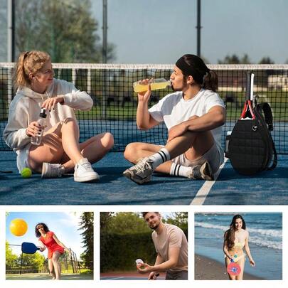 Tennis Bag, Tennis Backpack Holds 2 Rackets, Quilted Crossbody Sling Bag, Waterproof Pickleball Bags With Safety P...