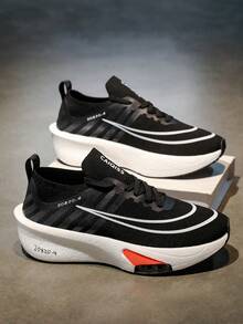 L.S.W.P Men's Road Running Shoes, Featuring Carbon Fiber Plate Technology - Lightweight Cushioned Sports Sneakers, Non-Slip TPU/Rubber Outsole, Breathable Design, Suitable For Marathon, Gym Training - Unisex For Men, Women & Teens, All-Season Performance Shoes, Fitness Workout Trainers, Dynamic Colors, Secure Fit, High-Efficiency Footwear, Active Lifestyle - Black - View 8