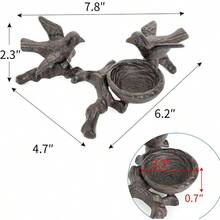 DSungmor Vintage Cast Iron Tealight Candle Holder Lovely And Beautiful Birds Nest Design Unique Tabletop Shelf Home Decor Pieces Small Birds Statue Candle Holders Coffee Table Centerpieces Decor - 鄉村棕色 - 查看 6