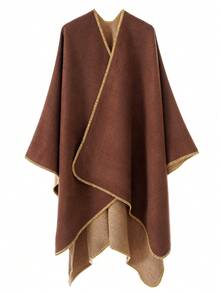 1pc Women Simple Ombre Solid Reversible "Poncho" Scarf, Casual & Warm For Outdoor, Autumn/Winter - Multicolor - View 22