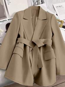 女士秋冬翻领双排扣西装外套