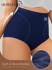 Morelect Women's High Waist Briefs, Shaping, Tummy Control, Skin-Friendly, Comfortable - Navy Blue - View 4