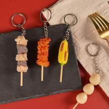 قلادة واقعية بشكل قطعة دجاج مقلي قطعة واحدة، قطع دجاج مقلي، ساق دجاج وجناح شواء سيخ واقعي